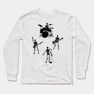 Skeleton Band - Music Tee (Guitar, Bass, Drums, Vocals) Gifts For Musicians Long Sleeve T-Shirt